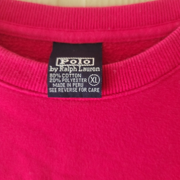 Red Polo Sweatshirt Boys Size XL by Ralph Lauren Vintage 90s - Picture 3 of 4
